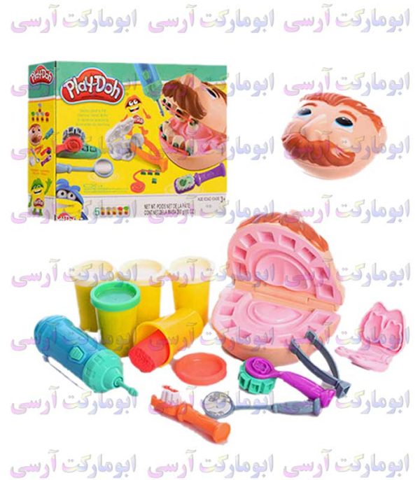ست دندانپزشکی با خمیر و ابزار باطری خور(پک و برند اصلی Play Doh) خارجی