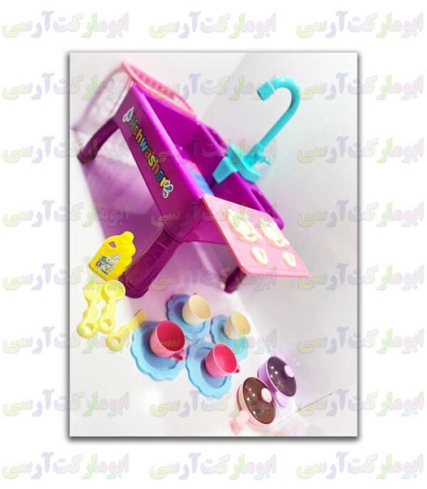 اسباب بازی سینک ظرفشویی پایه دار پمپاژ آب و اجاق گاز دار 24 قطعه ای باتری خور