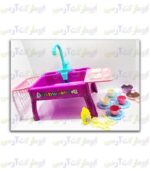 اسباب بازی سینک ظرفشویی پایه دار پمپاژ آب و اجاق گاز دار 24 قطعه ای باتری خور