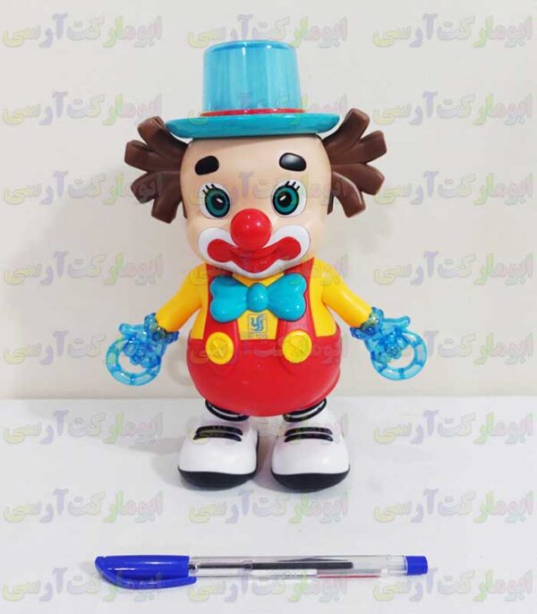 ربات دلقک حرکتی موزیکال چراغ دار باتری خور خارجی