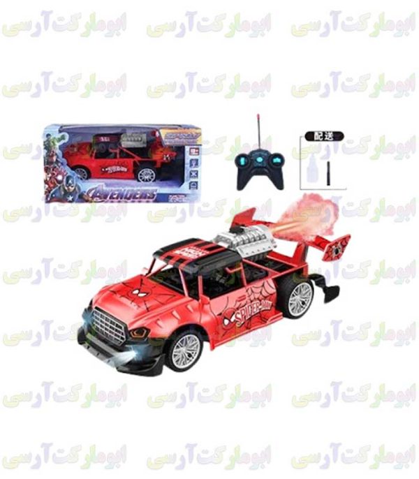 ماشین سواری سرعتی کنترلی شارژی دودزا خفن و جذاب طرح مردعنکبوتی(قرمز)