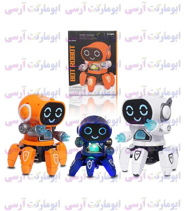 ربات خرچنگی 6 پا موزیکال حرکتی چراغ 3D دار باتری خور( 3 رنگ )