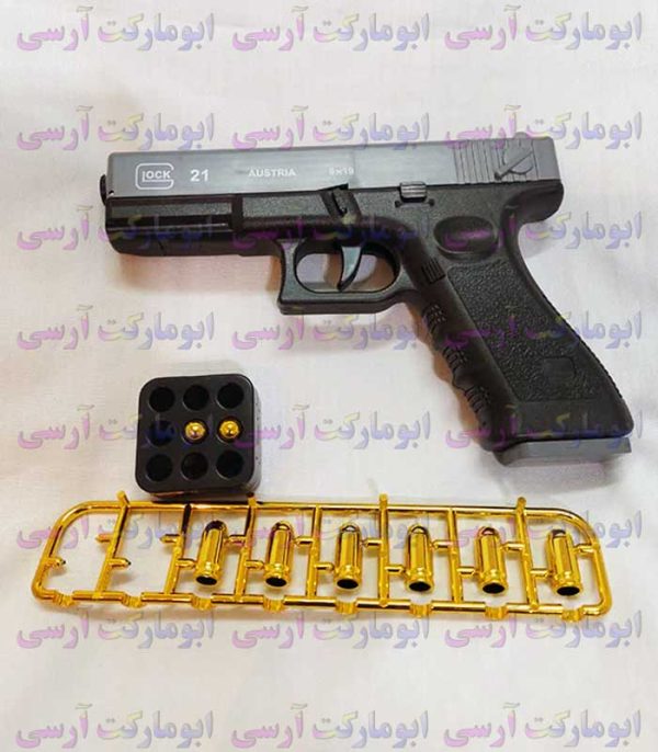 کلت پوکه پران اتومات مسلح شونده رگباری مشابه واقعی کیفیت عالی(فقط آبی سفید)
