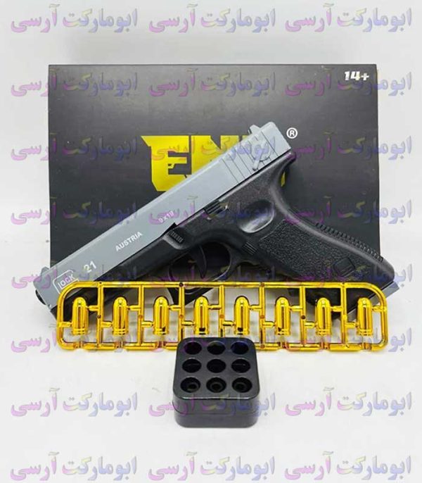 کلت پوکه پران اتومات مسلح شونده رگباری مشابه واقعی کیفیت عالی(فقط آبی سفید)