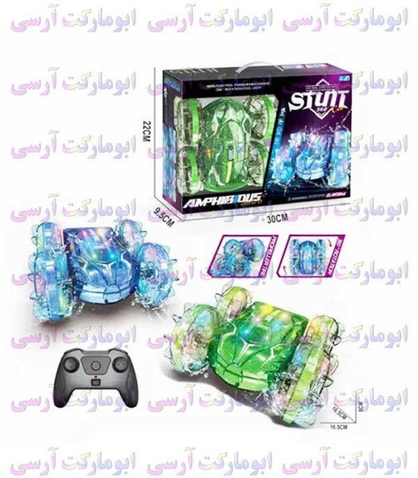 ماشین دیوانه کنترلی سرعتی 2رو آب، خاک، برف رو بدنه شفاف با 16عدد چراغ (ضد آب)