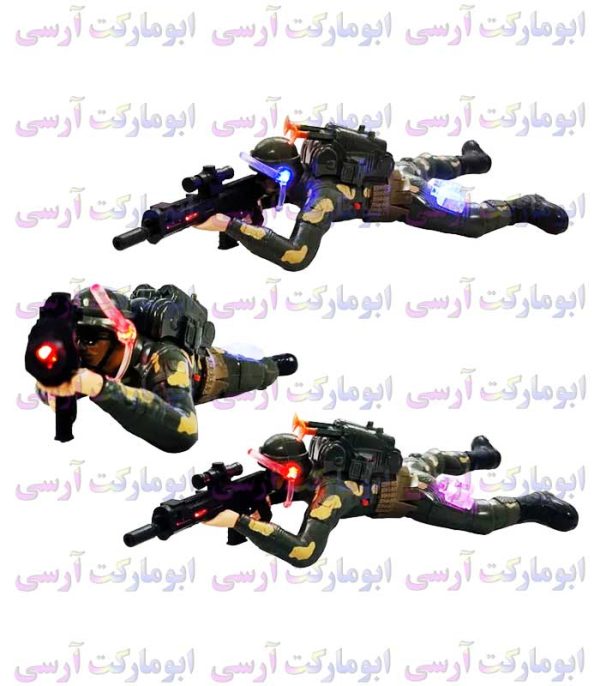 ربات کماندو سینه خیز رو کنترلی باتری خور صدا،چراغ دار تیرانداز فرکانس 2 4 گیگا
