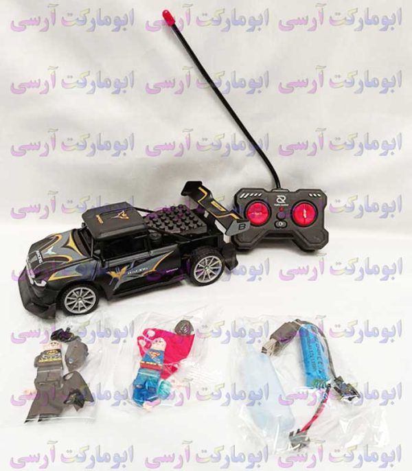 ماشین سرعتی بتمن کنترلی شارژی دودزا چراغ دار بهمراه 2 مینی فیگور لگویی