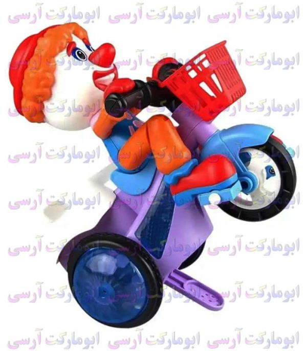 ربات موتور تک چرخ زن دلقک دار حرکتی باتری خور صدادار چراغ 3D سایز بزرگ