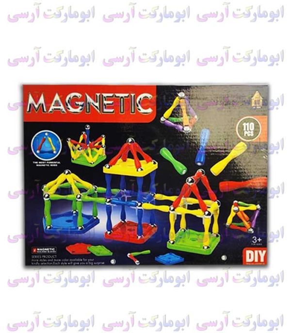 abumarketrc-10431 لگو مگنتی 110 قطعهای خارجی ساخت سازههای خلاقانه و آموزشی برای کودکان