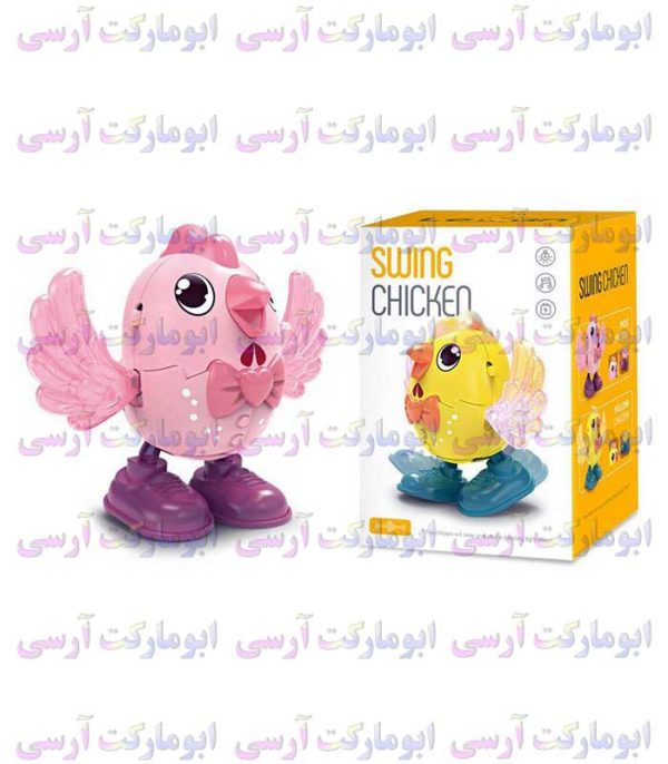 ربات جوجه مرغ موزیکال حرکتی باتری خور چراغ دار خارجی کوچک