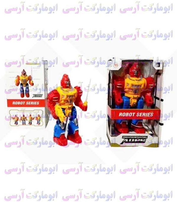 ربات مبارز چراغ دار حرکتی کمر چرخشی باتری خور 30 سانتی