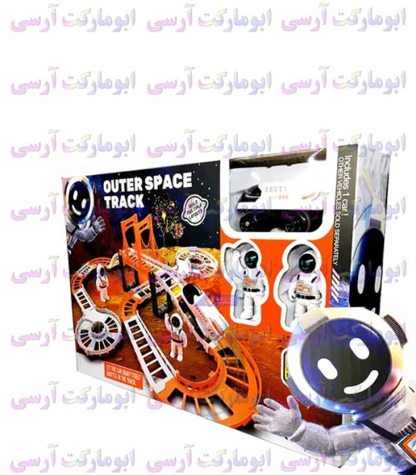 مجموعه بازی پیستِ فضایی کهکشانی با ۲ مینی فیگور فضانورد و ماشین فضایی