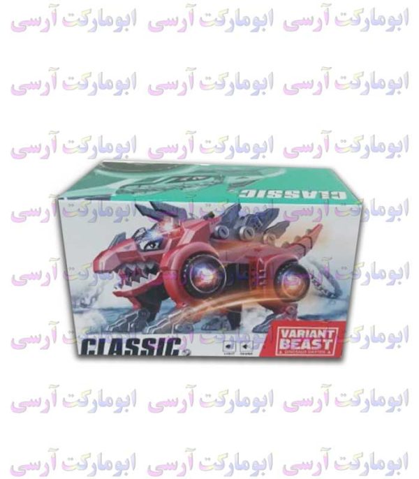 ربات دایناسور 2 در 1 تبدیل شو به ماشین موزیکال چراغ دار باتری خور(کیفیت عالی)