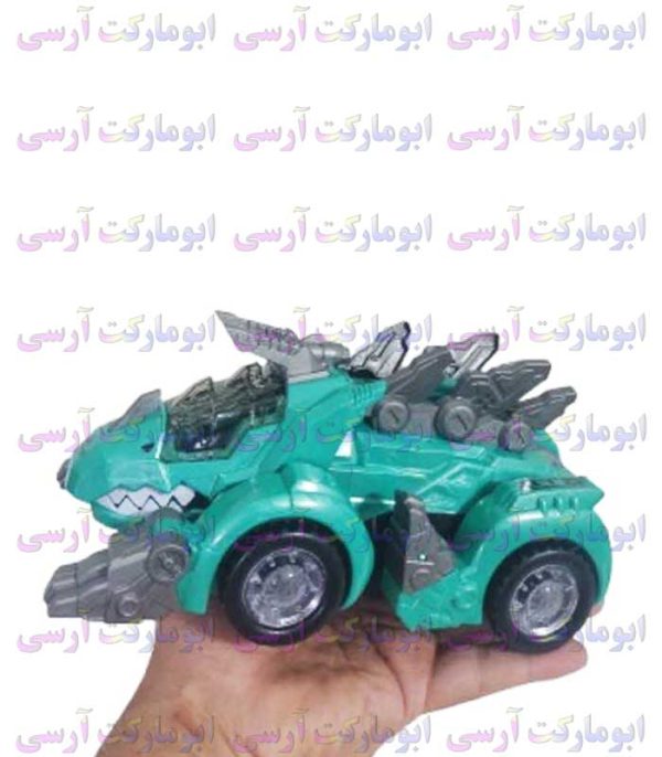 abumarketrc-10745 ربات دایناسور 2 در 1 تبدیل شو به ماشین موزیکال چراغ دار باتری خور(کیفیت عالی)